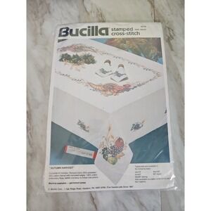Bucilla Autumn Harvest Stamped Cross Stitch Tablecloth Kit 82792 52 X 70"